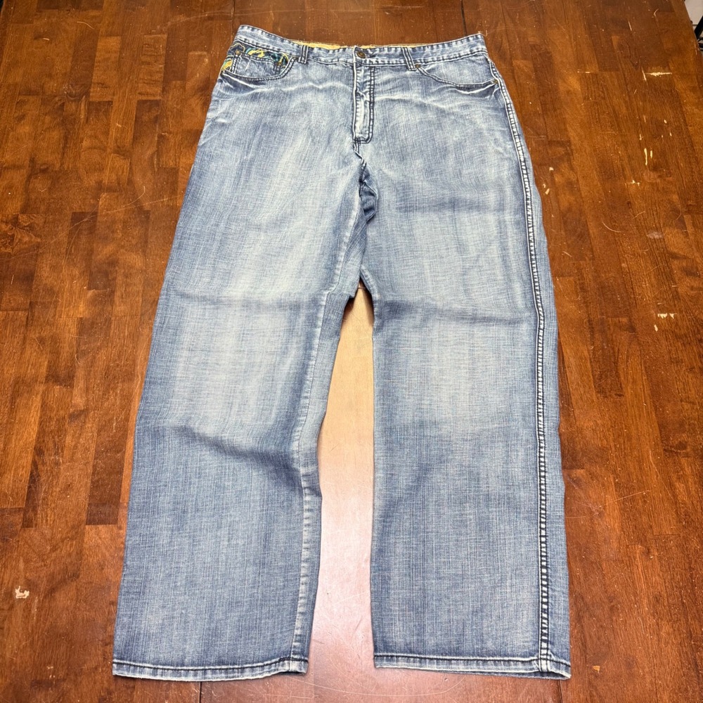 Pelle Pelle Baggy Jeans Mens Fits‎ 38x33 Light Wash Blue VTG Y2K Wide Leg Denim